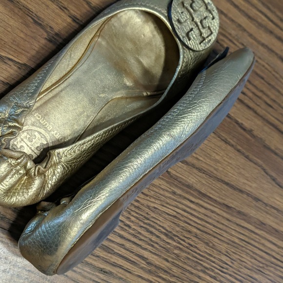 Tory Burch Gold Metallic Leather Flats 7 - Picture 8 of 14